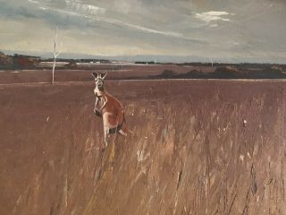 Vintage Oil Painting Signed Kangaroo Australian Artist 4