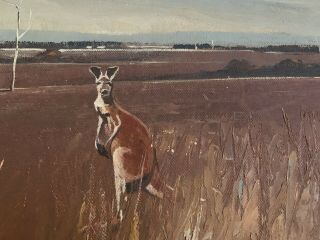 Vintage Oil Painting Signed Kangaroo Australian Artist 5