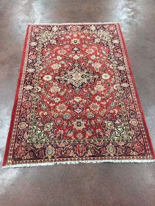 On Hand Knotted Persian Area Rug Floral Carpet 4x6,  4 