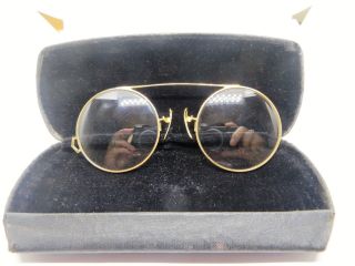 Vintage Antique 14k Spectacles Round Eye Glasses Solid Gold With Case