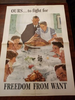 Vintage Norman Rockwell Four Freedoms Poster Set WW2 War Bond 1943 4