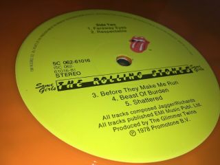 THE ROLLING STONES SOME GIRLS RARE ORANGE 1978 1ST PRESS NMINT VINYL LP 5