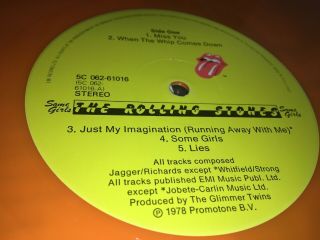 THE ROLLING STONES SOME GIRLS RARE ORANGE 1978 1ST PRESS NMINT VINYL LP 7