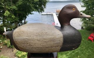 Vintage Hayes Finkle Drake Redhead Duck Decoy Michigan Hollow Carved Saginaw Bay