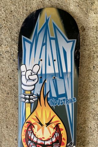 Vintage 2001 World Industries Heavy Metal Flameboy Skateboard Deck 3