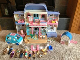 Vintage Blue Roof 1997 Fisher Price Loving Family Dollhouse 4618 & Accessories