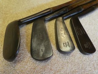 4 Vintage Hickory Irons By Spalding Gold Medal Old Golf Antique Memorabilia