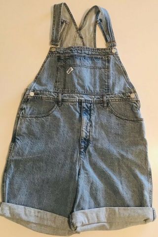 Guess Vintage Overalls Size Xl Denim Shortall Shorts Georges Marciano Roll Cuff
