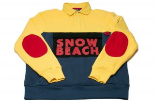 Nwot Polo Ralph Lauren Snow Beach Rugby Shirt M Stadium 92 1993 Vintage Yellow