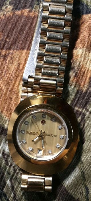 Rado Diastar Auto Gold Plated Womens Diamond Vintage Watch May Need Batt To Work