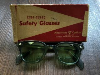 Vintage American Optical Safety Glasses Sure Guard Tinted Lens