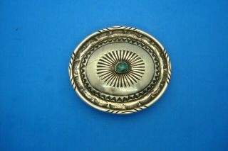 Vintage Old Pawn Sterling Silver Turquoise Belt Buckle - - Concho Style - - For Repair