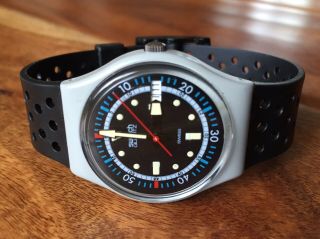 Rare Vintage Swatch Watch Gm701 Calypso 1985 Diver W/new Strap