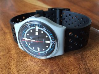 Rare Vintage Swatch Watch GM701 Calypso 1985 Diver w/New Strap 3