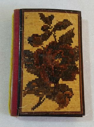 Wood Tunbridge Wear Vintage Victorian Antique Book Sewing Needle Case Box