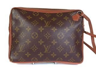 LOUIS VUITTON Vintage Marly Dragonne Monogram Canvas Leather Clutch Bag 3