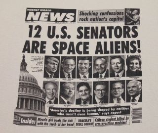Xl Nos Vtg 90s Weekly World News T Shirt Senators Are Space Aliens Bat Boy