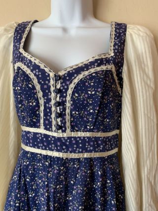 Gunne Sax vintage 60s 70s floral voile long prairie Victorian peasant dress Sz 9 4