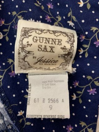 Gunne Sax vintage 60s 70s floral voile long prairie Victorian peasant dress Sz 9 5