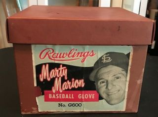 Marty Marion Rawlings Mr Shortstop Vintage Baseball Glove And Display Box