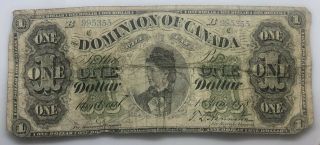 1878 $1 Dollar The Dominion Of Canada Bank Note (b) 995355 Rare Montreal Issue