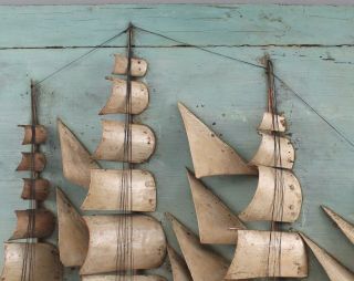 19thC Antique American Maritime Folk Art Clipper Painted Diorama Ship Model,  NR 3