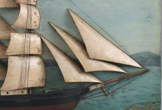 19thC Antique American Maritime Folk Art Clipper Painted Diorama Ship Model,  NR 4