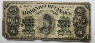1878 $1 Dollar The Dominion Of Canada Bank Note (b) 376776 Rare Montreal Issue