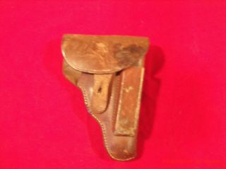 & Vintage German Ww2 Brown Leather Holster For Generic.  32 Auto Pistol