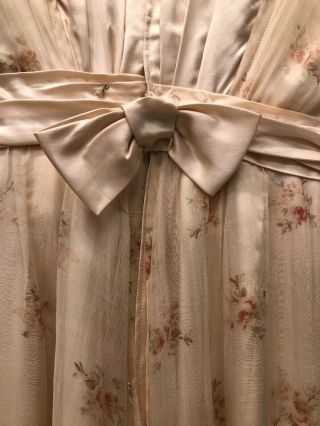 Antique Victorian 1900s floral print silk satin afternoon tea dress hand beaded 5