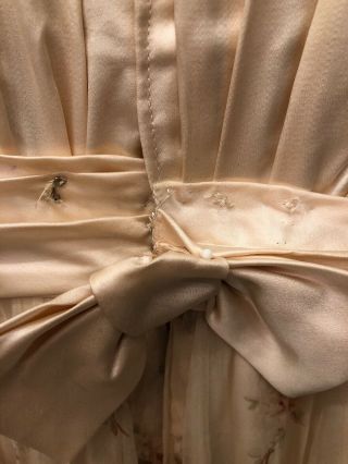 Antique Victorian 1900s floral print silk satin afternoon tea dress hand beaded 8