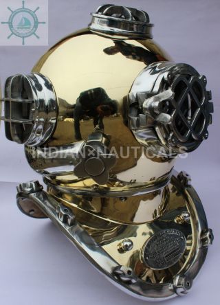 Vintage Antique Morse Us Navy Aluminum & Brass Mark V Divers Diving Helmet