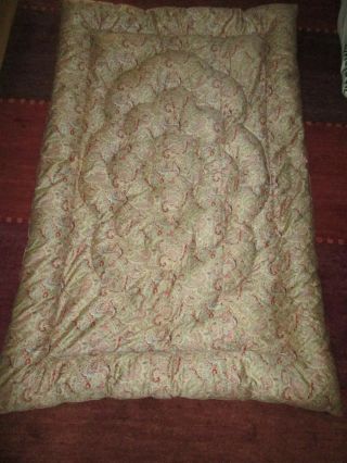Vintage Single Feather Filled Eiderdown Quilt Paisley Pattern