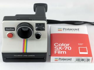 Vintage Polaroid Sx - 70 Onestep White Rainbow Stripe Land Camera With Film