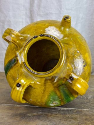 Antique French water jug with yellow and green glaze 5