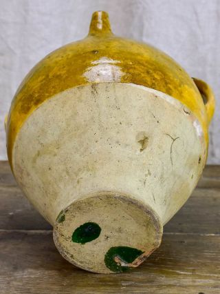Antique French water jug with yellow and green glaze 6