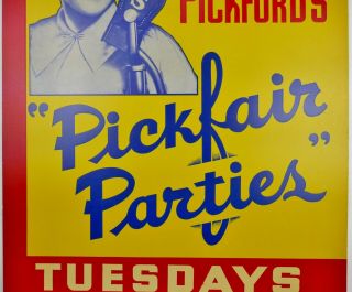 Vtg 1930 ' s Art Deco CBS Mary Pickford Radio Show Cardboard Poster 6