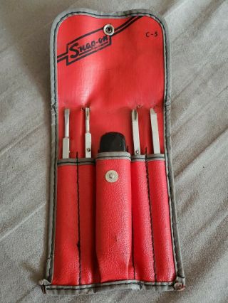 Rare Vintage Snap On C5 Reversible Tools Screwdriver Bits Case Ssdd42