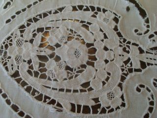 Vintage Madeira Lace Embroidery Cut Work Linen Banquet Tablecloth w/ 10 Napkins 5
