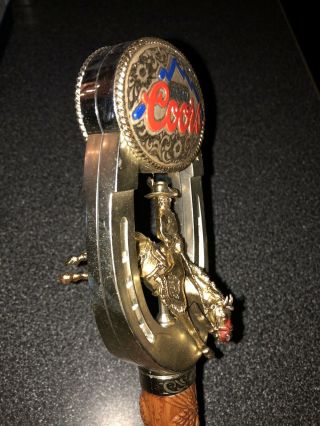 Rare Vintage Coors Rodeo Beer Tap Handle Bucking Lucky Horse Shoe Buckle Design 7