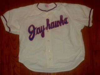 1960s Kansas University Jayhawk Vintage Game Wilson Flannel Baseball Jersey