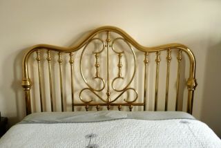 Vintage Queen Size Brass Bed - Large Headboard & Footboard with Frame - 11