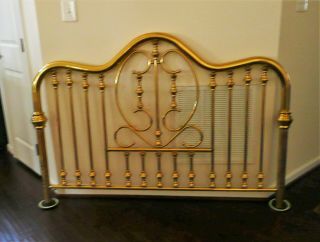 Vintage Queen Size Brass Bed - Large Headboard & Footboard with Frame - 3