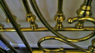 Vintage Queen Size Brass Bed - Large Headboard & Footboard with Frame - 9