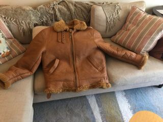Paragon Vintage B - 3 Shearling /leather Flight Bomber Jacket Xl Made In Uruguay