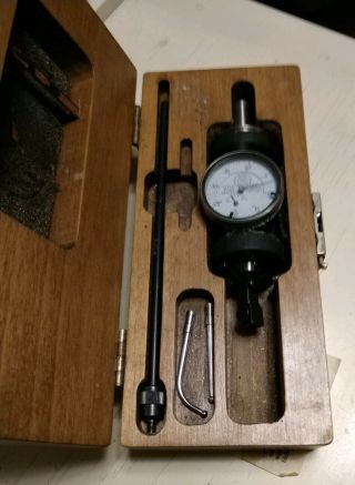 Vintage Metal Blake Co - Ax Dial Indicator.  0005 " Axis 2814124 With Wood Case