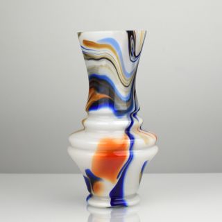 Vintage Bohemian Kralik Art Deco Marbled Art Glass Vase