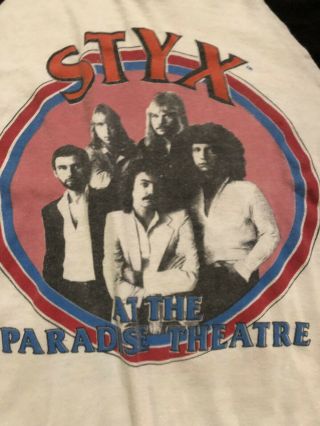 Vintage T Shirt Styx At The Paradise Theatre 1981 Rare Soft Thin Concert Tour