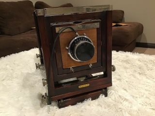 Rare Vintage Wooden Gundlach Korona View 4x5 Camera Graphex Lens 2
