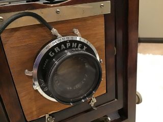 Rare Vintage Wooden Gundlach Korona View 4x5 Camera Graphex Lens 3